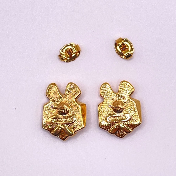 Vintage Avon Signed Gold Tone Rhinestone Present Pierced Post Earrings - Picture 5 of 8